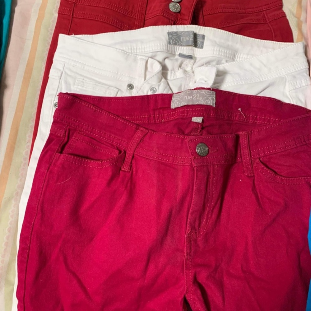 Colored skinny jeans Red and white